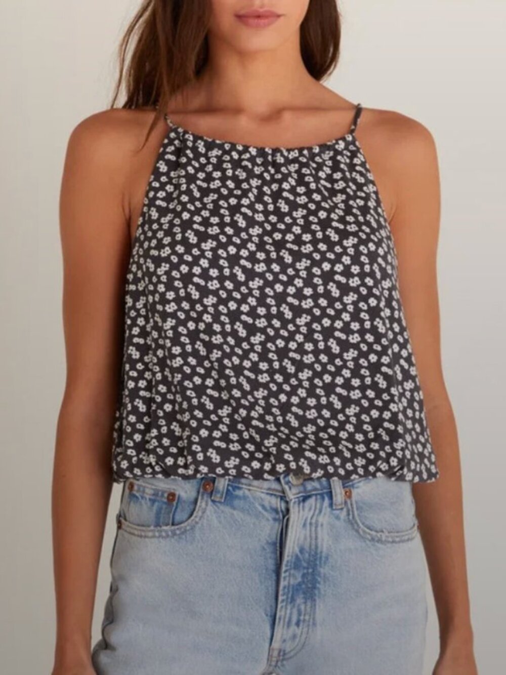 Z Supply Navy and White Floral Halter Cami